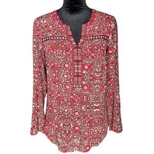 ANTHROPOLOGIE One September Mataura Boho Peasant Top in Wine Maroon Red Small